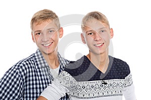 Two blond twin brothers