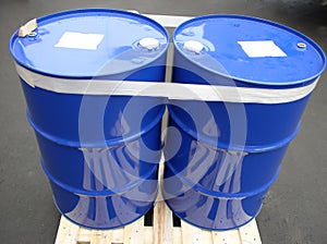 Two blue barrels
