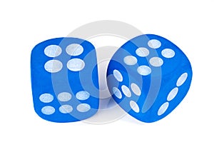 Two blue dice on white background.