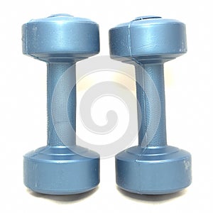 Two blue dumbells