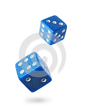 Two blue gambling dices