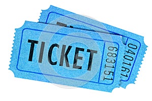 Two blue movie or raffle tickets photo