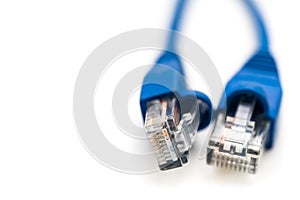 Blue Network Utp Cable, Studio shot on White Background