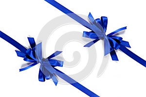 Two blue ribbons with bow