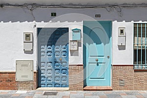 Two blue streetdoors Fuengirola Spain photo