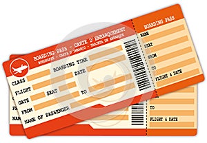 Two boarding passes. photo