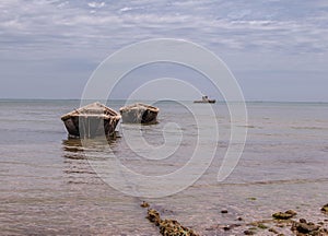 Two boat in the sea, the ltwo boat in the sea, the sea and the blue sky and the boat, landscape number 1, a smart landscape sea,