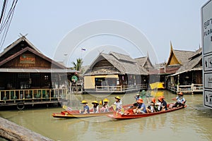 Two of boat on the watermarket at thailand