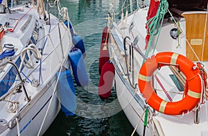 Two boats anchored at the harbor