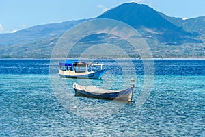 Maumere - Boats drifting on the sea photo