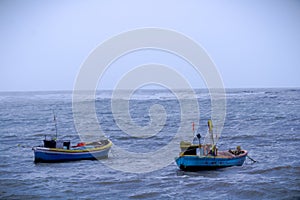 Two Boats in the arabian sea near mumbai, India