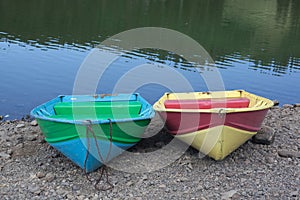 Two boats on lakeshore