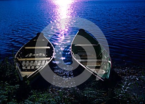 Two boats at moonlight