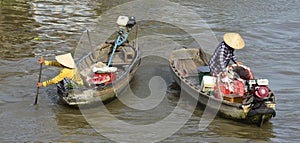 Two Boats at Phong Dien Floating Market