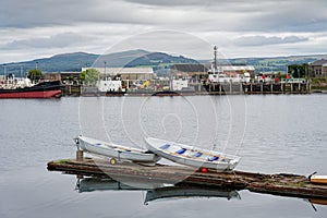 Two boats in Port Glasgow at James Watt Dock