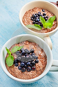 Two boils with Chia seed pudding with berries and carob