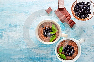 Two boils with Chia seed pudding with berries and carob