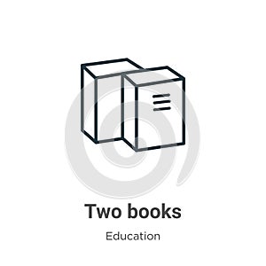 Two books outline vector icon. Thin line black two books icon, flat vector simple element illustration from editable education