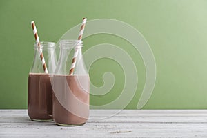 Two bottles chocolate milk