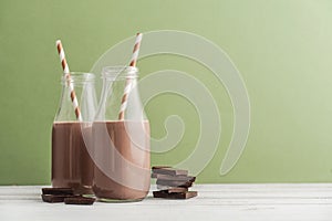 Two bottles chocolate milk