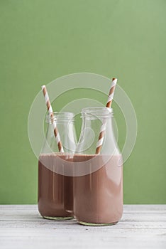 Two bottles chocolate milk