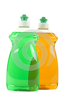 Two Bottles with Dishwashing Liquid