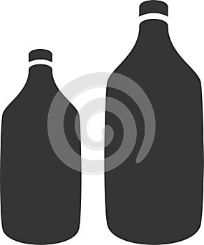 Two Bottles - Generic Plastic or Glass - Filled Silhouette