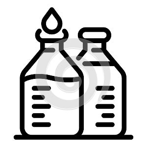 Two bottles with remedy icon, outline style
