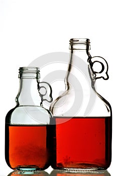 Two bottles with white background