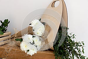 Two bouquets of white chrysanthemums