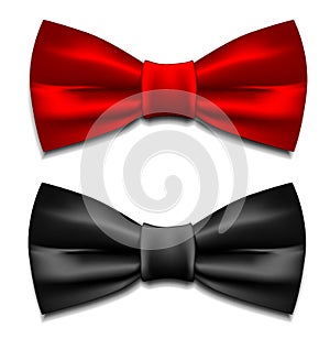 Two Bow Ties Isolated On White Background Highly Realistic Illustration