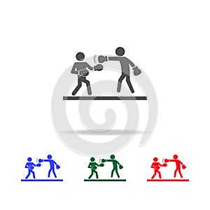 Two boxers in ring icons. Elements of sport element in multi colored icons. Premium quality graphic design icon. Simple icon for