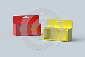Two boxes with a transparent window. Empty package for product. Blank container for gift