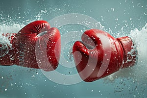 two boxing gloves clashing in a test photo