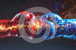 two boxing gloves clashing in a test photo