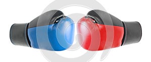 Two boxing gloves red and blue isolated on a white background. Competition or combat concept