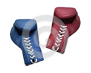 Two boxing gloves on a white background