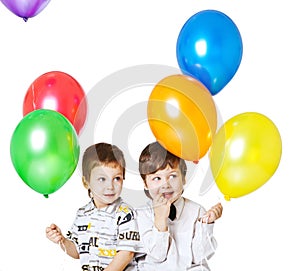 Two boys with baloons