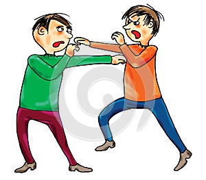 Two boys boxing