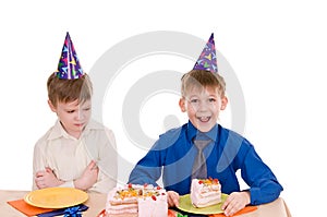 Two boys with cake