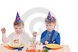 Two boys with cake