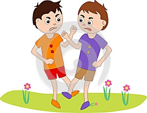 Two boys are fighting each other