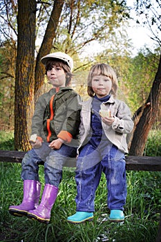 Two boys on the forest