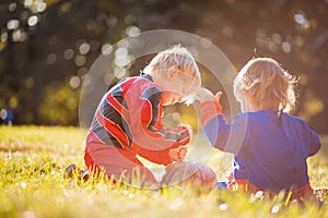 Two boys playing together