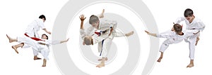Two boys are trained judo throws photo