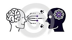Two brains connected, symbolizing communication or telepathy, vector design Generative AI