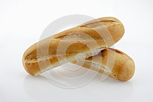 Two bread loaf on white background