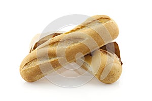 Two bread loaf isolated on white background.