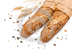 Two bread with mix seed grain cereals.
