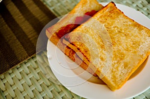 Two Breads toast with strawberry jam